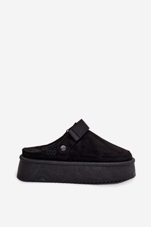 Damskie Śniegowce Eko Zamszowe Platforma Rzep Czarne Jorielle