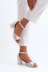 Leather Sandals with Heel Vinceza 23-20100 Silver