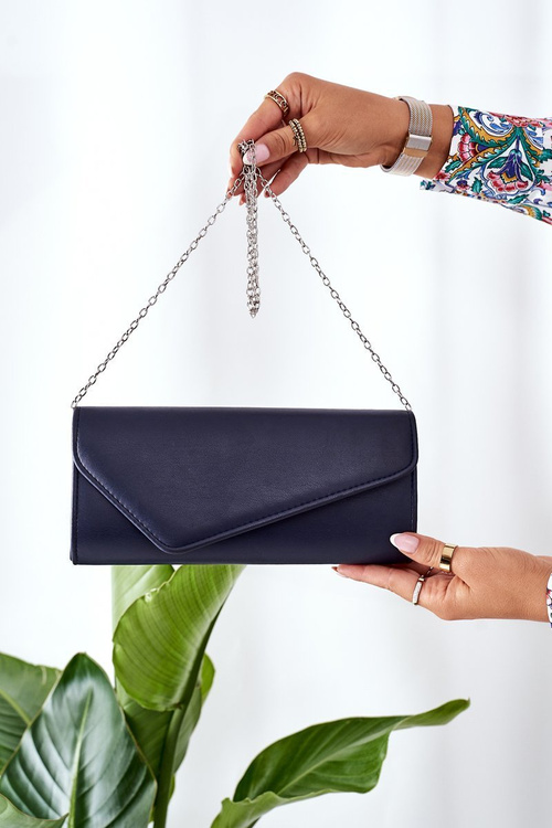 Elegant Clutch Bag With Chain Dark Blue