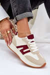 Women's Sports Shoes On Platform Beige-Red Emidi