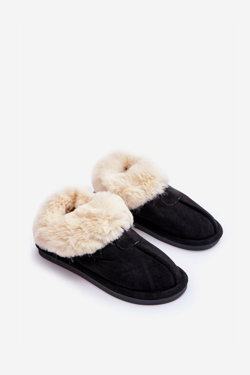 Women's Slippers With Fur Black Lanoze