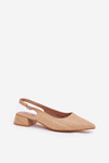 Woven Ladies Sandals On Delicate Heel Beige Jorela