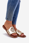 Eco Leather Slippers With Flat Heel With Decoration Golden Tatereia