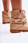 Suede Boots On Hidden Wedge Beige Verine