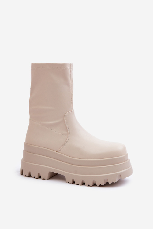 Boots On Massive Platform Light Beige Florinara