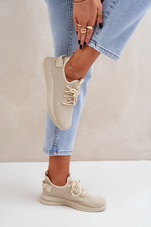 Mesh Slip On Sports Shoes Women Beige Harice