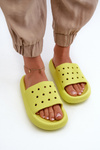 Women's Foam Slides on Thick Sole Lime Beula