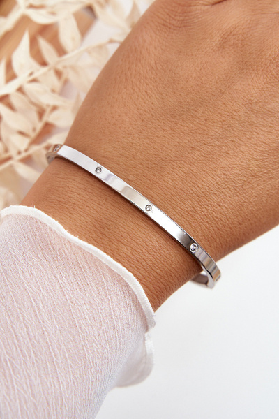Silver Steel Bracelet with Cubic Zirconia Lauren