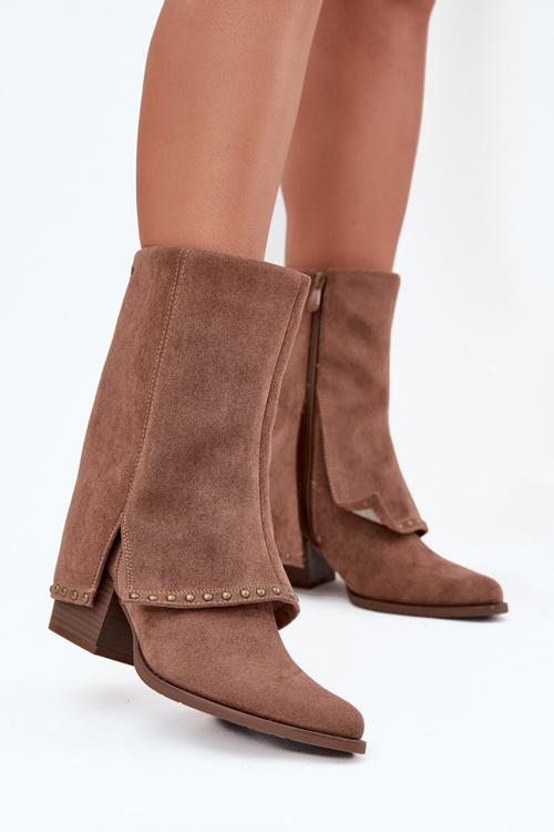 Women's Winter Boots with Turned Shaft Vinceza 16516 Beige