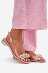 Transparent Low Heel Sandals With Decoration D&A MR51-709 Pink
