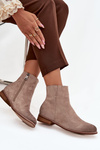 Women's Flat Heel Ankle Boots Vinceza 39961 Beige