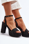 Black Jeans Sandals with Heel Acrana