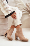 Insulated Heeled Boots with Mirror Element Beige Silvare