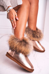 Women's Leather Snow Boots Leather With Eco Fur Champagne Alexa