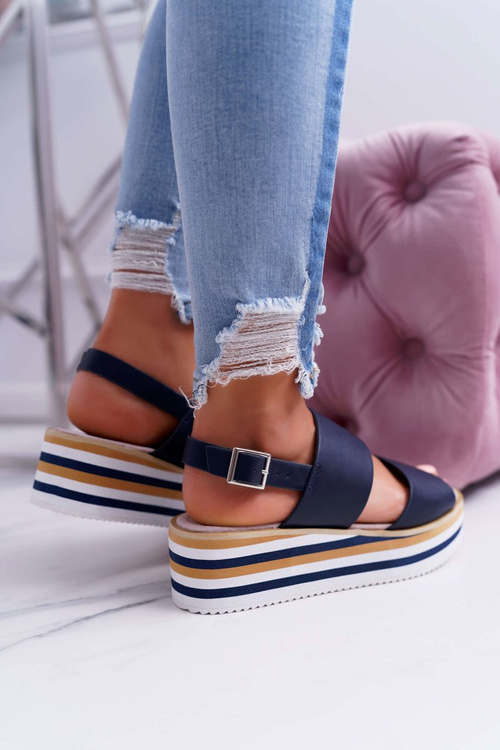 Women's Platform Sandals Navy Blue Aurera