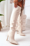 Insulated High Heel Knee Boots Beige Dionne