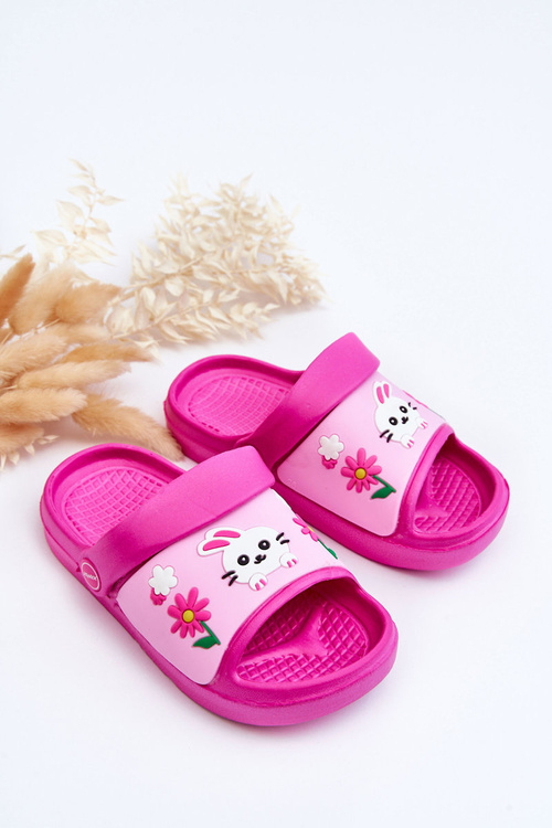 Light Children's Slides Sandals With Animal Motif Fuchsia Rico