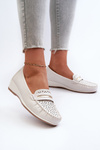 Women's Loafers With Intricate Design Made of Eco Leather Off-White Nassnema