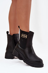 Women's ankle boots with gold detail insulated black Serene