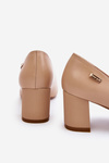 Leather Pumps On A Block Heel Sergio Leone PB178 Beige
