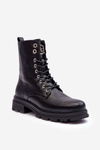 Botki Workery Skóra Ozdoba Czarne Yemannis