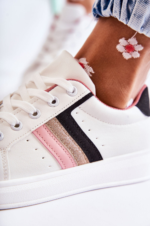 Buty Sportowe Damskie Wiązane Białe Renesme