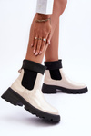 Women's Lacquered Ankle Boots Beige Pavo