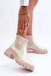 Women's Lacquered Ankle Boots Beige Cirie