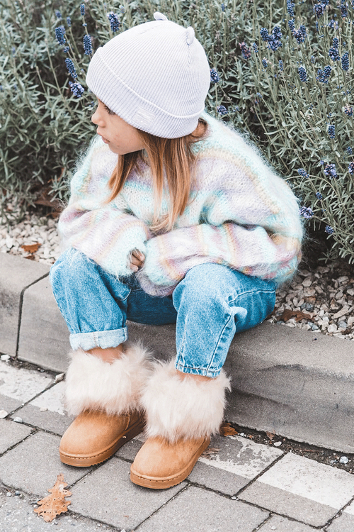 Children's Snow Boots With Eco Fur Light brown Ariana