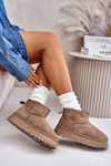 Low Women's Snow Boots On Platform Insulated With Fur Beige Saldren