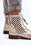 Perforated Leather Boots Zazoo 2695 Gold Distressed