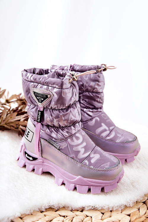 Children's Warm-up Snowboots with zip Purple Cleome