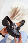 Women Moccasins With Golden Detail Black Trionna