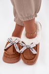 Women's slippers with fur and bow brown Fenella