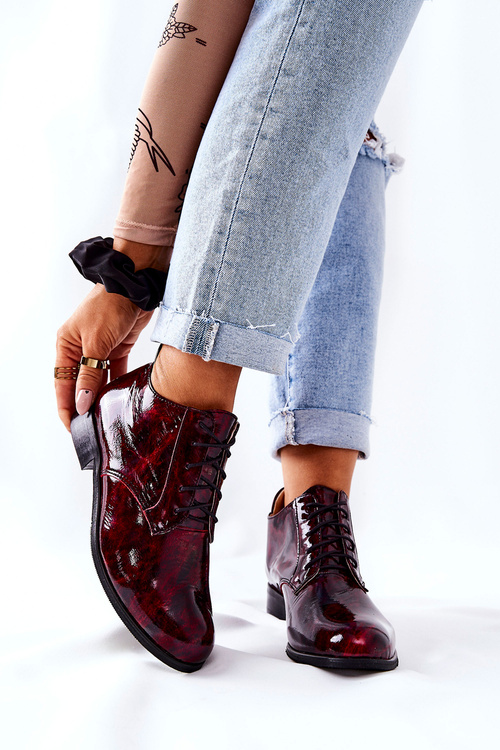 Leather High Half Shoes Maroon And Black Maniz