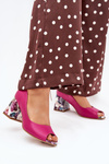 Leather pumps with decorative heel Fuchsia Lewski Shoes 2608/K