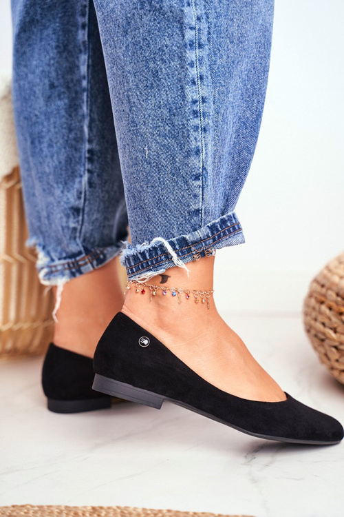 Women's Suede Ballerinas Sergio Leone BL611 Black Nemsis