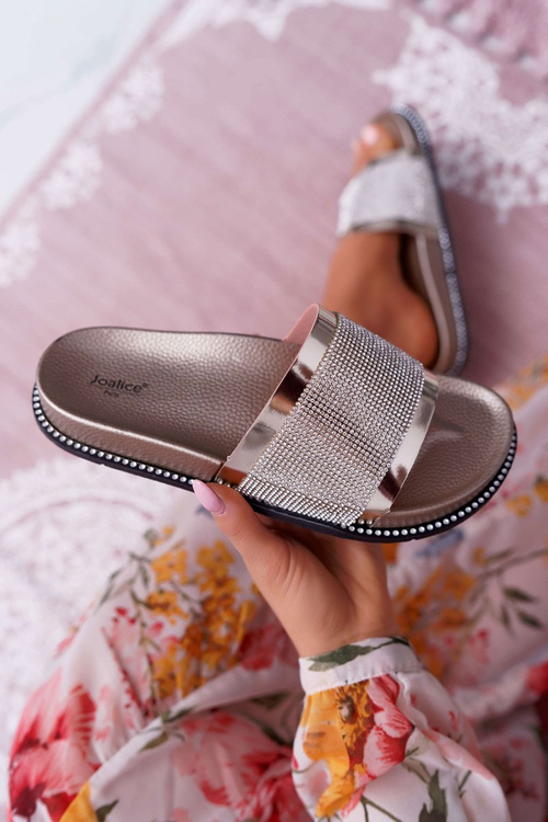 Women's Profiled Zirconia Flip Flops Gold Rentre