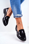Women's Moccasins Leather Lacquered Black Nicole 2589
