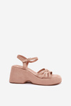 Platform And Wedge Sandals Made Of Eco Suede Beige Nendal