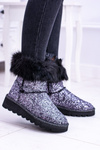 Women's Snow Boots High With Fur and Glitter Fourrure