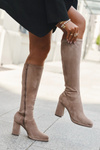 Women's Boots with Stitching on Block Heel Beige Brivana