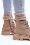 Women's Trapper Boots with Zip Beige Apolosi