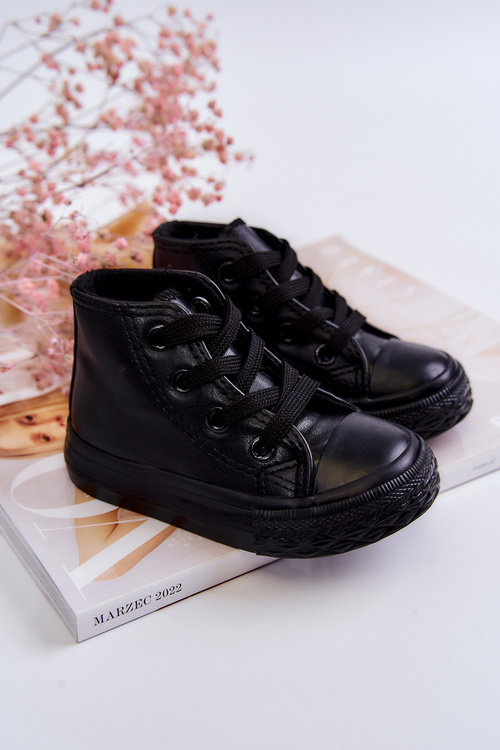Children's Leather High Sneakers Black Marney