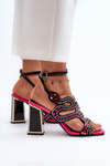 Decorated Women's Sandals with Heel D&A CR952 Black