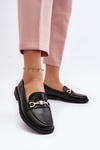 Women's Flat Heel Eco Leather Moccasins Black Vimedia