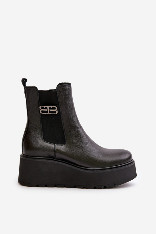 Zazoo 60498 Women's Ankle Boots Chelsea On Platform And Wedge Black