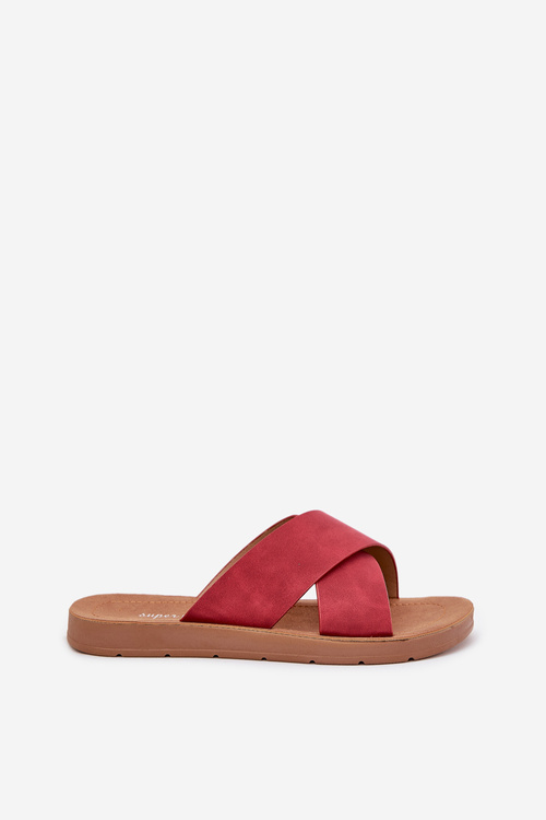 Ladies Slippers Made Of Eco Leather Burgundy Lorana