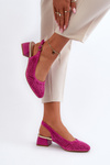 Fuchsia Block Heel Court Shoes Gemifa