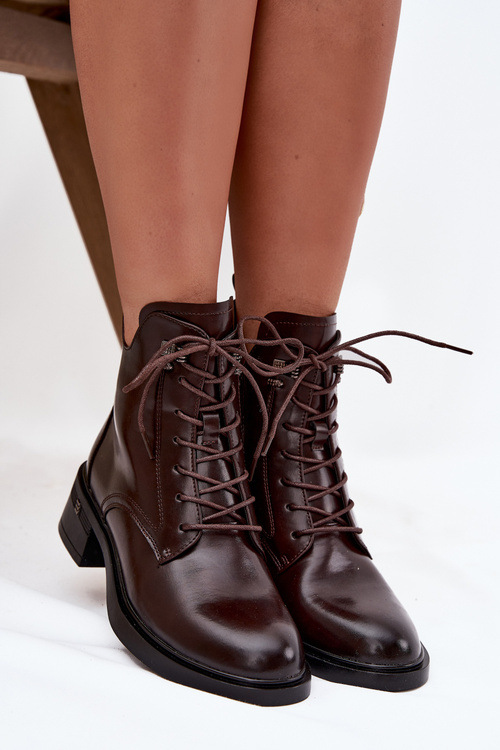 Insulated Women's Block Heel Ankle Boots Vinceza 58602 Chocolate